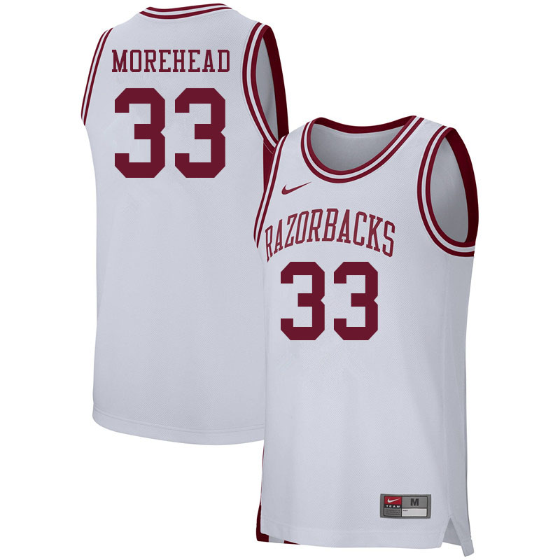 Men #33 Bryson Morehead Arkansas Razorbacks College Basketball Jerseys Sale-White